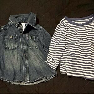 2 piece Denim Jacket and easy peasy stripe top 18M